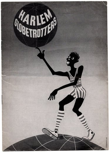 Cover of Harlem Globetrotters Game Program from Dusseldorf Germany in 1955-1956 World Basketball Tou