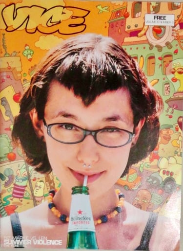 First cover of Vice Magazine shot in June of 1998, New York City. Makeup artist: Jason Marks