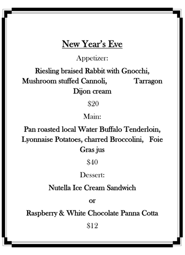 new years eve menu
