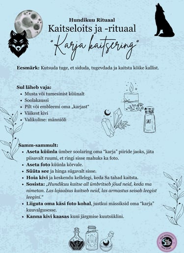 Hundikuu rituaal Kaitserituaal Soul Sisters Tarot