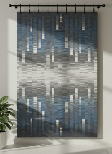 Custom bespoke handmade rugs crafted in Nepal- geometric wall-hanging- Himalaya Carpet Industries