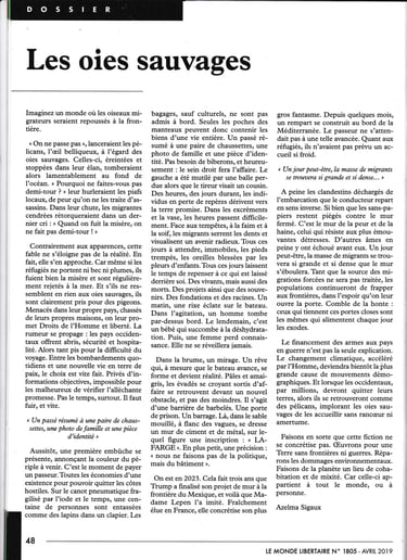 article les oies sauvages monde libertaire
