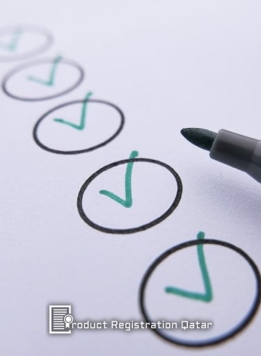 Checklist with Product registration qatar logo
