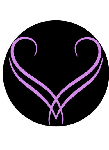 Black circle with two healing pink hands