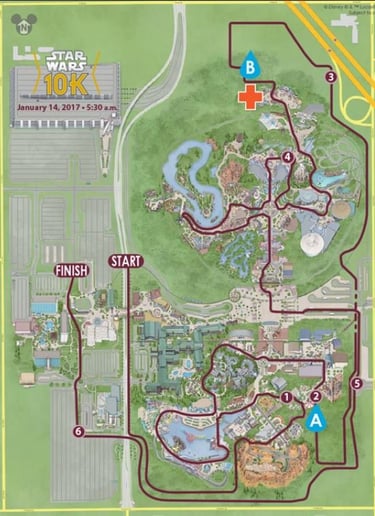 2017 runDisney Star Wars The Light Side Half Marathon Weekend 10K Course Map