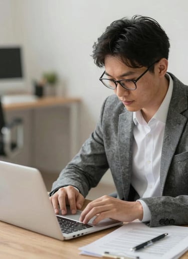 A friendly consultant guiding a student through thesis work in a cozy study room.