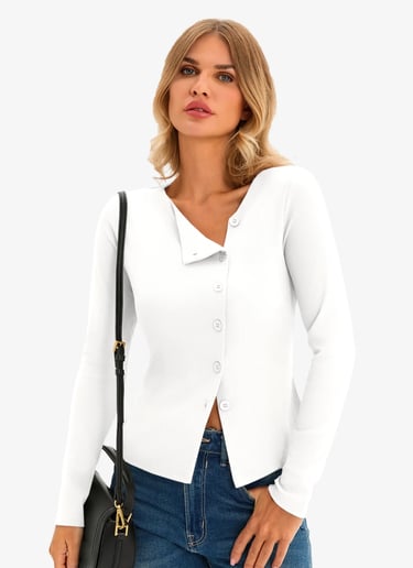 women's white long sleeve top