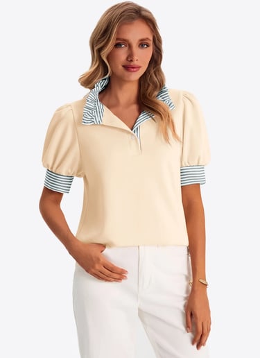 Apricot Summer Puff Sleeve Blouse