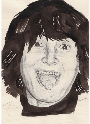 portrait de ma mère au stylo BIC imprimé sur bois brut FSC