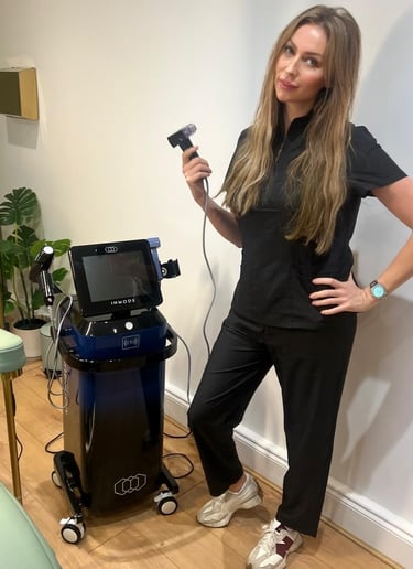 a woman standing in a room with a Morpheus8