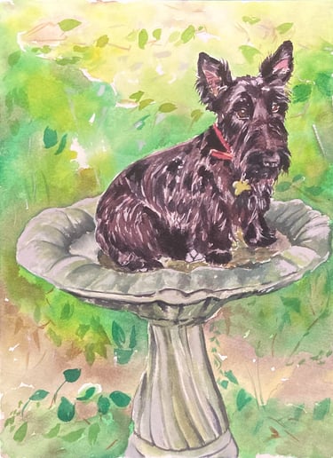 original watercolor painting pet portrait custom dog