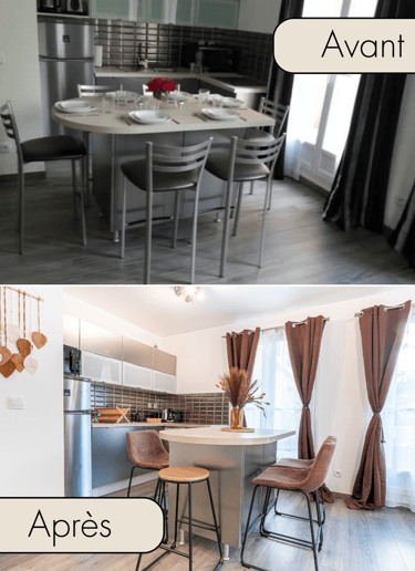 image, avant- après d'un appartement en conciergerie Opti'Nest airbnb au Val d'Europe