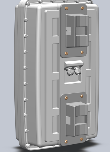 Plasdev IP rated enclosure mounted on pole showing cable glands for Lora Wan connection