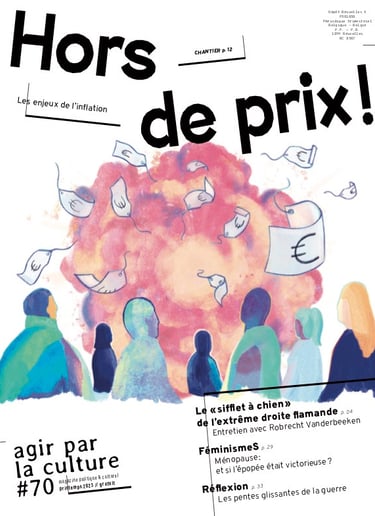 couverture d'agir pour la culture  illustrée par une explosion projetant des étiquettes de prix au-dessus d'une foule