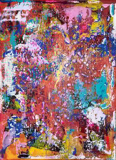 Acrylic painting Acrylbild Acryl Bild Gemälde abstrakt  rot pink türkis