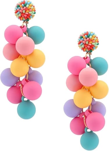 Harajuku Lovers Earrings: Acrylic Ball Beads Dangle Drop Earrings for Women,