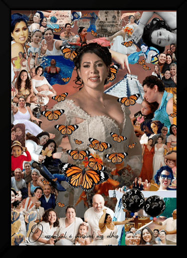 a collage of a woman in a wedding dress