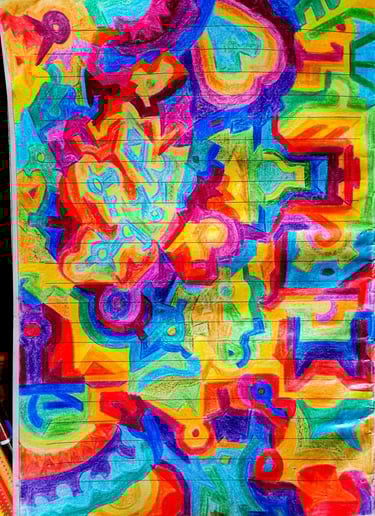 colour pencil on paper, a colorful display