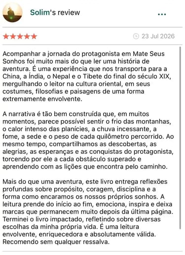 Avaliação Goodreads Livro Mate Seus Sonhos