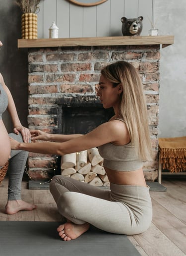 Prenatal yoga with expert assistance