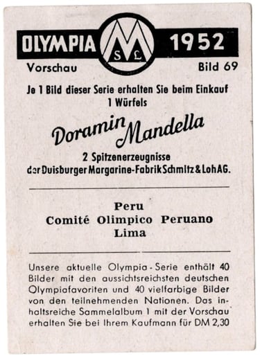 Vintage Peruvian Basketball Card 1950s