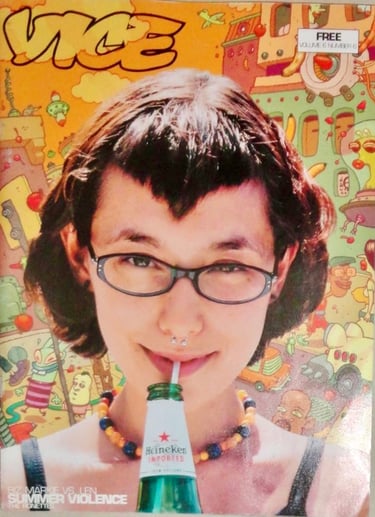 First cover of Vice Magazine shot in June of 1998, New York City. Makeup artist: Jason Marks