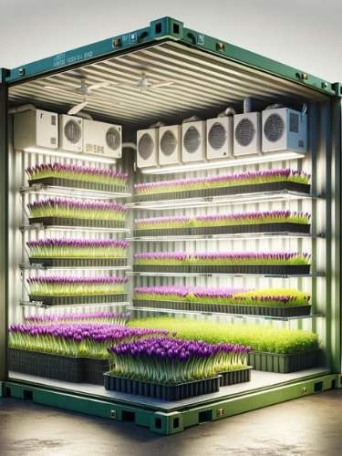 cut out of a container farm