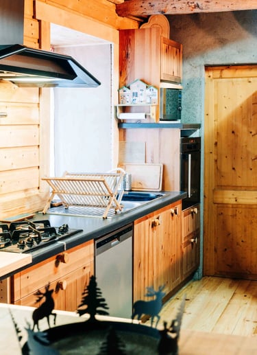 cuisine équipée du gîte-Grange Russell