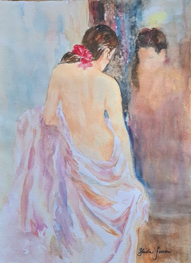 Sheila Fossen's water color painting on canvas. Unique painting using water colors