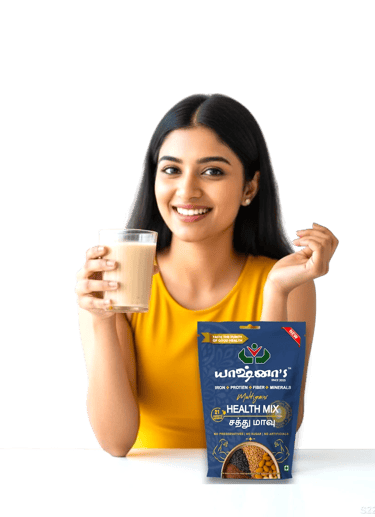 Woman drinking Yashnas health mix