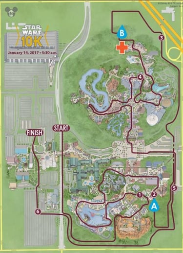 2017 runDisney Star Wars The Light Side Half Marathon Weekend 10K Course Map