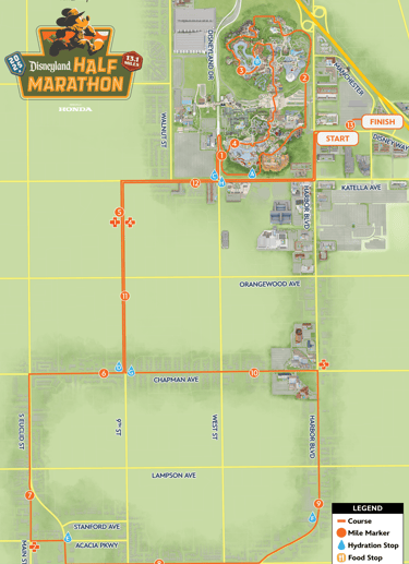 2025 runDisney Disneyland Half Marathon Course Map