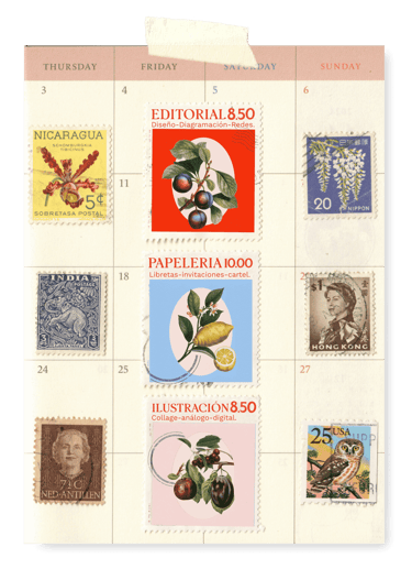 calendario con estampillas