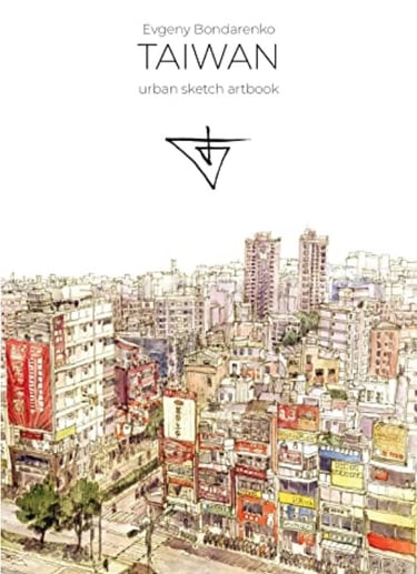 Taiwan urban sketching artbook by artist Evgeny Bondarenko