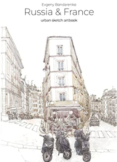 Russia&France urban sketching artbook by artist Evgeny Bondarenko