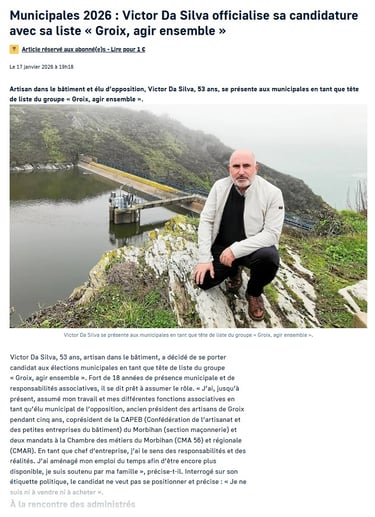 Annonce du Télégramme Victor Da Silva officialise sa candidature