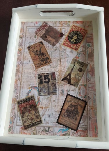 Handmade map serving tray