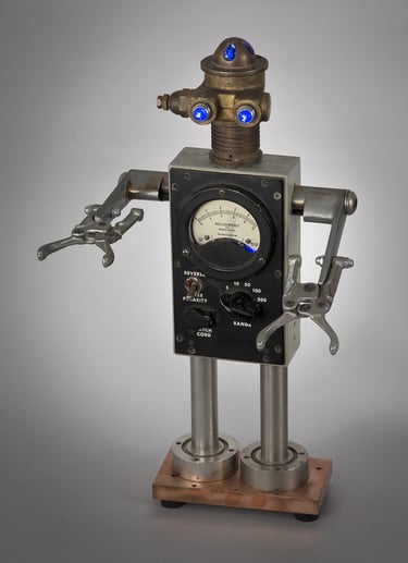 Found object robot named Millibob by Santa Barbara artist Tal Avitzur.