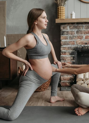 Prenatal yoga with expert assistance