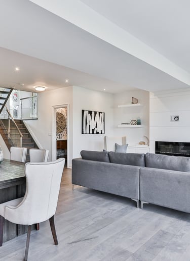 Beautiful, sleek and modern interior of a house.  Living room