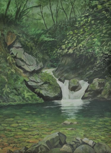 cascada de Espineu, Asturias - acrilico 30x40cm