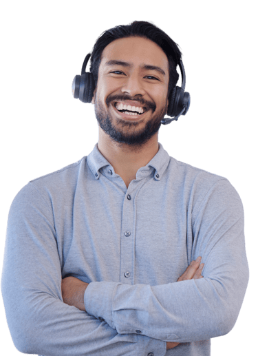 a man with a beard and headphones on