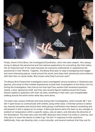 Pablo Cordova, Boozy Bros Story Featured in American Paranormal Magazine page 5