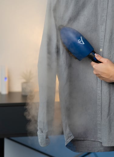 Profesjonalna szczotka parowa EV z naturalnym włosiem, służąca do dezynfekcji i błyskawicznego wygładzania tekstyliów.