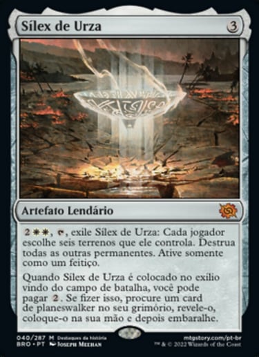 Portuguese Urza's Silex legendary artifact card from Magic The Gathering Brothers' War set.