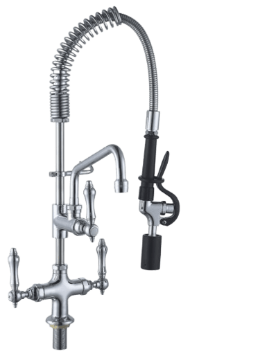 Professional taps and faucets featuring a high-neck spring design and pull-down spray valve.