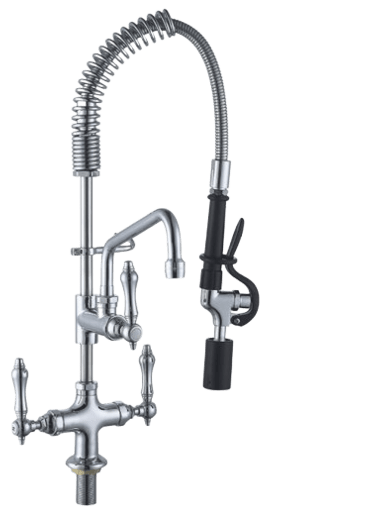 Commercial Pre-Rinse Taps and Faucets unit with mixer tap and spray nozzle.