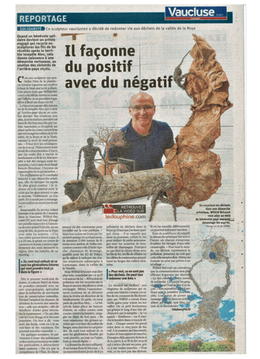 Dauphiné Libéré article portrait de Wilfrid Bricourt