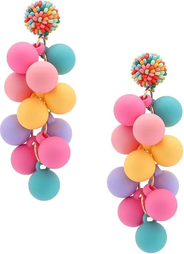 Harajuku Lovers Earrings: Acrylic Ball Beads Dangle Drop Earrings for Women,