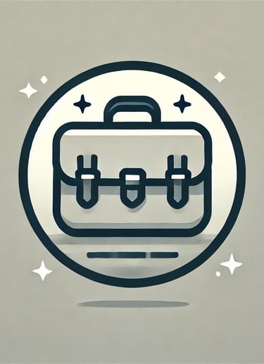 A breifcase icon on a beige and white background